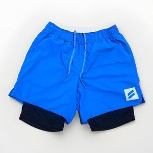 Hurley Mens Active Shorts Blue with Black Biker Short Liner Pockets size large